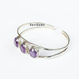 Amethyst Adjustable Sterling Silver Bangle