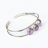 Amethyst Adjustable Sterling Silver Bangle