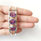 Amethyst Adjustable Sterling Silver Bangle