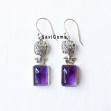 Amethyst Rectangular 925 Sterling Silver Earring