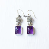 Amethyst Rectangular 925 Sterling Silver Earring