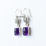 Amethyst Rectangular 925 Sterling Silver Earring