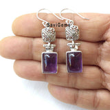 Amethyst Rectangular 925 Sterling Silver Earring