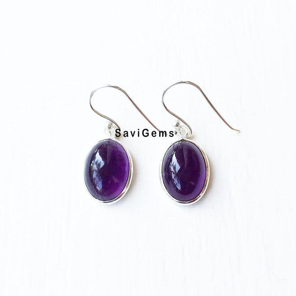 Amethyst Dainty Oval Sterling Silver Earring