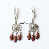 Golden Sunstone Marquise Drop Sterling Silver Earring