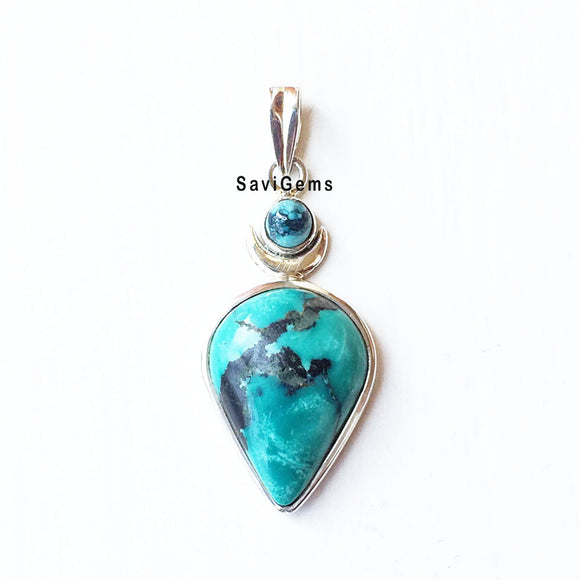 Natural Turquoise Sterling Silver Pendant