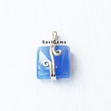 Blue Chalcedony Sterling Silver Pendant