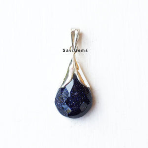 Blue Sunstone Sterling Silver Pendant