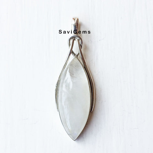 Rainbow Moonstone Sterling Silver Pendant