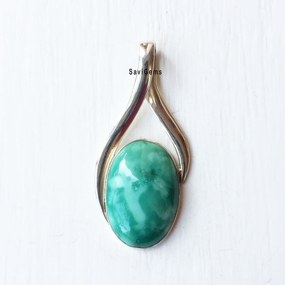 Natural Turquoise Sterling Silver Pendant