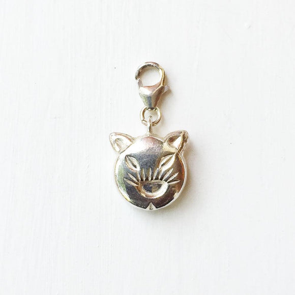 Cat Face Sterling Silver Charm