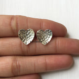 Sterling Silver Hammered Heart Stud