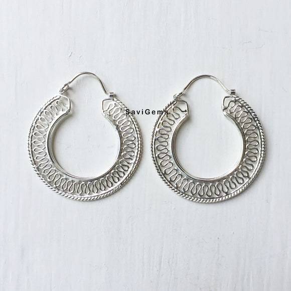 Zigzag Hoop Sterling Silver Earring