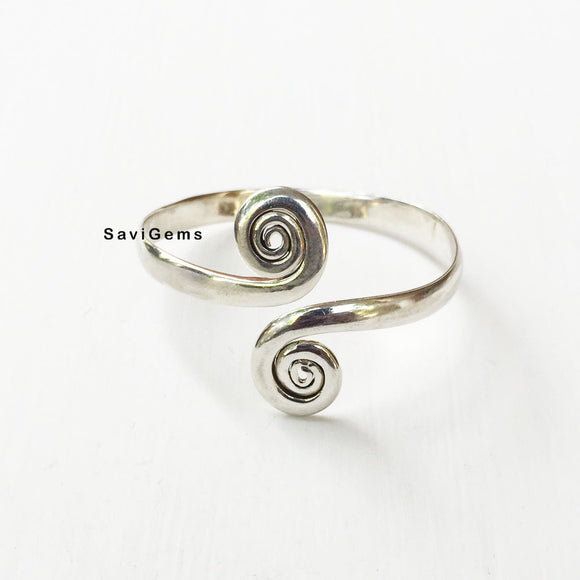 Swirl Sterling Adjustable Silver Bangle