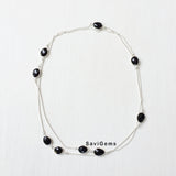 Facetted Black Onyx Sterling Silver Necklace