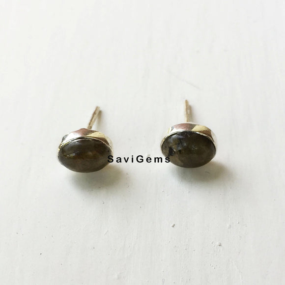 Labradorite Oval Sterling Silver Stud