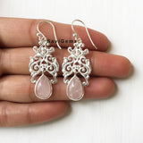 Rose Quartz Filigree Sterling Silver Earring