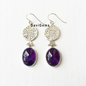 Amethyst Handcrafted Sterling Silver Earring