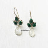 Malachite & Rainbow Moonstone Sterling Silver Earring