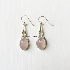 Rose Quartz Knot Sterling Silver Earring