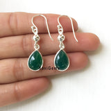 Green Onyx Teardrop Ball Sterling Silver Earring