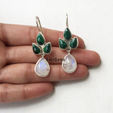 Malachite & Rainbow Moonstone Sterling Silver Earring