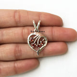 Garnet Heart Sterling Silver Pendant