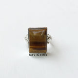 Tiger's Eye Leaf Sterling Silver Ring