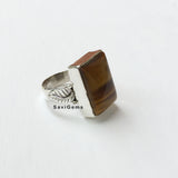 Tiger's Eye Leaf Sterling Silver Ring