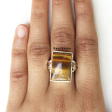 Tiger's Eye Leaf Sterling Silver Ring