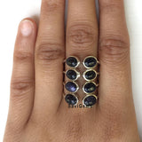 Blue Sunstone Adjustable Sterling Silver Ring