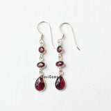 Garnet Teardrop Dangler Sterling Silver Earring