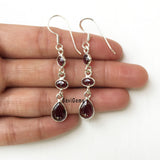 Garnet Teardrop Dangler Sterling Silver Earring