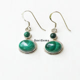 Malachite Double Drop Sterling Silver Earring