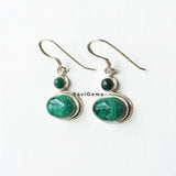 Malachite Double Drop Sterling Silver Earring