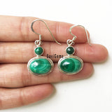 Malachite Double Drop Sterling Silver Earring