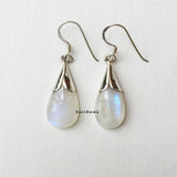 Rainbow Moonstone Petal Sterling Silver Earring