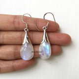 Rainbow Moonstone Petal Sterling Silver Earring