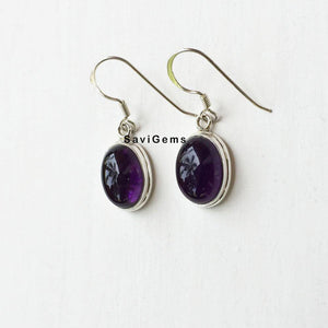 Amethyst Oval Step Sterling Silver Earring