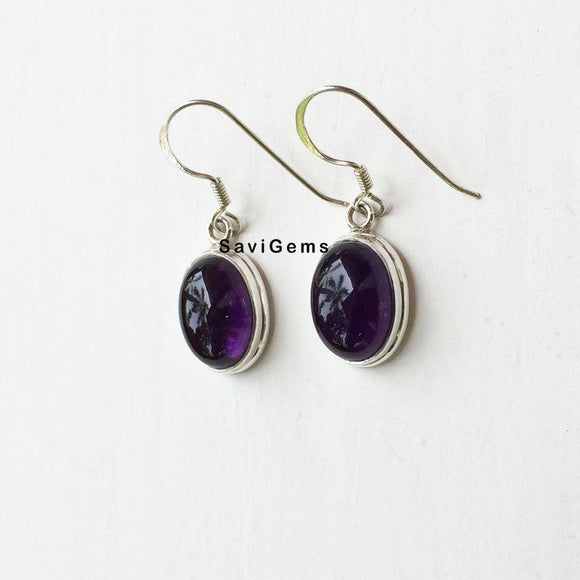 Amethyst Oval Step Sterling Silver Earring