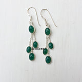 Green Onyx Chain Dangler Sterling Silver Earring
