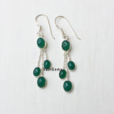 Green Onyx Chain Dangler Sterling Silver Earring