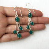 Green Onyx Chain Dangler Sterling Silver Earring
