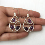 Amethyst Leaf Sterling Silver Earring