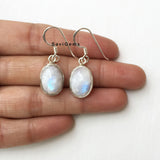 Rainbow Moonstone Oval Sterling Silver Earring