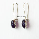 Amethyst Long Hook Sterling Silver Earring