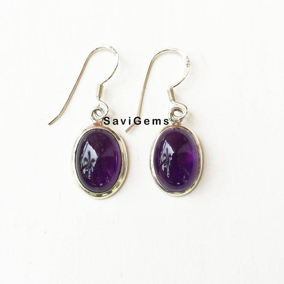 Amethyst Oval Solid Sterling Silver Earring