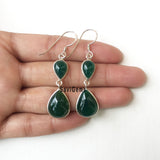 Green Onyx Teardrop Sterling Silver Earring