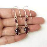 Garnet Drop Sterling Silver Earring