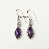 Amethyst & Facetted Rainbow Moonstone Sterling Silver Earring